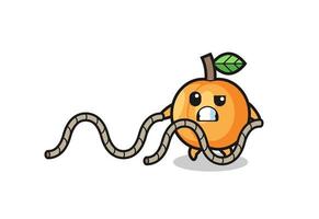 illustration of apricot doing battle rope workout vector