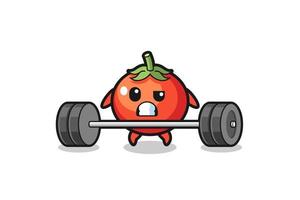 cartoon of tomatoes lifting a barbell vector