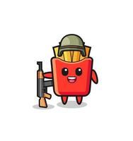 cute french fries mascot as a soldier vector