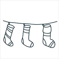 Christmas boot. Linear sketch vector