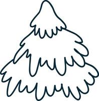 Christmas tree. Vector illustration. Linear sketch