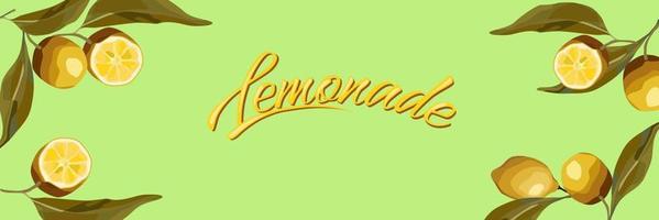Lemon branches. For the lemonade label, summer design, fresh design. vector