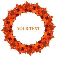Round wreath of autumn maple branches. Vector wreath for cozy autumn designs, cafes, menus, banner ad