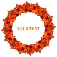 Round wreath of autumn maple branches. Vector wreath for cozy autumn designs, cafes, menus, banner ad