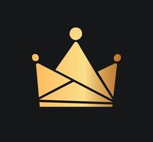 Queens or kings crown vector logo. Isolated golden corona logotype on dark background