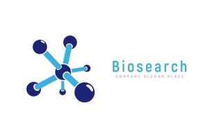 Vector innovation logo. Chemical or biological research logotype. Isolated stylized molecule on white background