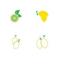 Fresh lemon fruits, collection of vector illustrations