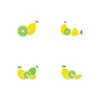 Fresh lemon fruits, collection of vector illustrations