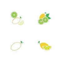 Fresh lemon fruits, collection of vector illustrations