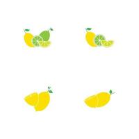 Fresh lemon fruits, collection of vector illustrations