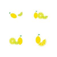 Fresh lemon fruits, collection of vector illustrations