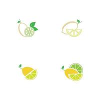 Fresh lemon fruits, collection of vector illustrations