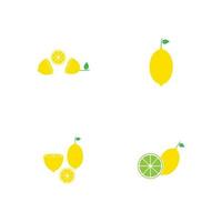 Fresh lemon fruits, collection of vector illustrations