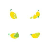 Fresh lemon fruits, collection of vector illustrations