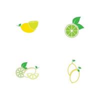 Fresh lemon fruits, collection of vector illustrations