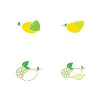 Fresh lemon fruits, collection of vector illustrations