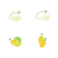 Fresh lemon fruits, collection of vector illustrations