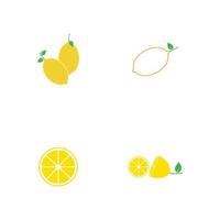 Fresh lemon fruits, collection of vector illustrations