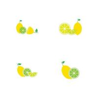 Fresh lemon fruits, collection of vector illustrations