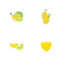 Fresh lemon fruits, collection of vector illustrations