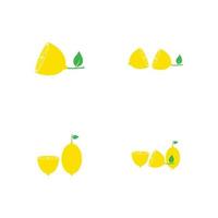 Fresh lemon fruits, collection of vector illustrations