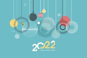 Happy New Year 2022. Vector illustration for greeting card, party invitation card, website banner, social media banner, background, cover design template, marketing material.