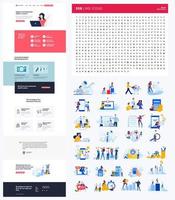 One page website design template. Set of vector illustrations and icons for web design and development. A complete solution for creating a web design.