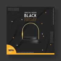Black Friday Super Sale. Realistic black gifts boxes. Pattern with gift box with red bow. Dark background golden text lettering. Horizontal banner, poster, header website. vector illustration