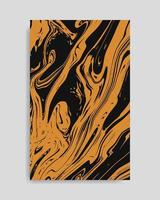 Abstract Black Orange Liquid Marble Background vector