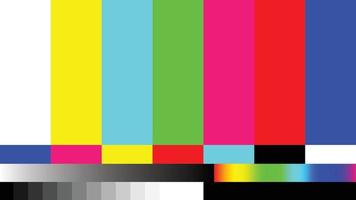 Television screen error. TV test pattern and TV No signal concept. SMPTE color bars vector illustration.