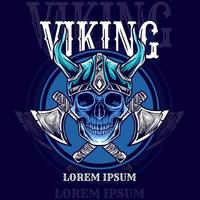 logotipo de la mascota de la cabeza del cráneo vikingo vector