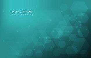 Turquoise Hexagon Digital Network Connection Internet Technology Background vector