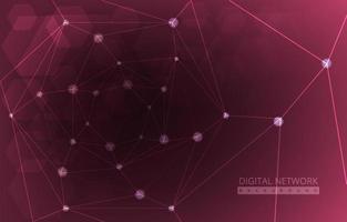 Red Hexagon Digital Network Connection Internet Technology Background vector