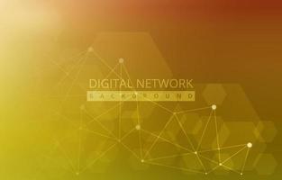 Golden Hexagon Digital Network Connection Internet Technology Background vector