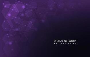 Purple Hexagon Digital Network Connection Internet Technology Background vector