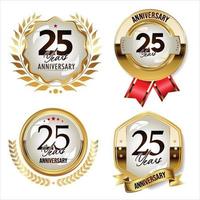 Collection of anniversary golden seal on white background vector