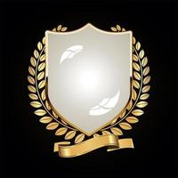 Gold and black shield with gold laurels vector