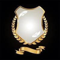 Gold and black shield with gold laurels vector