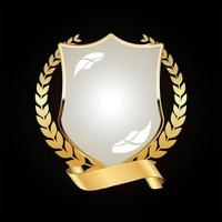 Gold and black shield with gold laurels vector