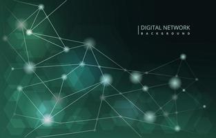 Fondo de tecnología de internet de conexión de red digital hexagonal verde vector