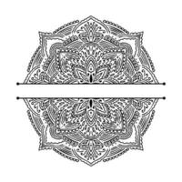 Graphic half for inscription round mandala abstract isolated in white background..Boho indian shape.Ethnic oriental style. vector