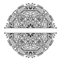 Graphic half for inscription round mandala abstract isolated in white background..Boho indian shape.Ethnic oriental style. vector