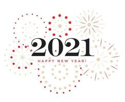 Happy New Year celebration card, color 2021 numbers with fireworks, vector illustration