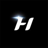 Logotipo de la letra h, letra cursiva y negrita para automoción, carrera de velocidad, diseño de etiqueta deportiva y monograma dinámico. vector diseño de logotipo futurista y espacial