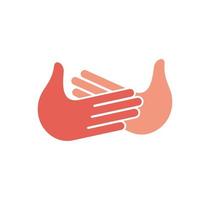 Isolated abstract clapping hands logo set. Give five logotype collection. Shaking hands sign. Greeting symbol. Positive friendly congratulating gesture icon. Teamwork element. Vector illustration.