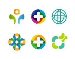 Mmedical crosses, health symbol set, pharmacy and clinic logo template. Isolated vector emblem.