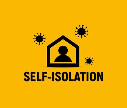 signo de autoaislamiento, persona en casa protegida contra virus, icono de vector. vector