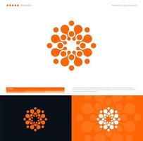 Sun or flower vector logo concept for business, app, IT startup. Minimal flat style logotype template design. Connection circles, dots or bubble network abstract round icon, versatile logotype