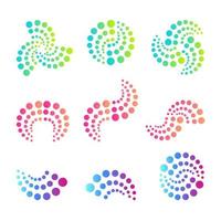 Vector icons set for web and business. Abstract round logo templates. Dots logos or circles emblems.