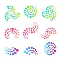 Vector icons set for web and business. Abstract round logo templates. Dots logos or circles emblems.